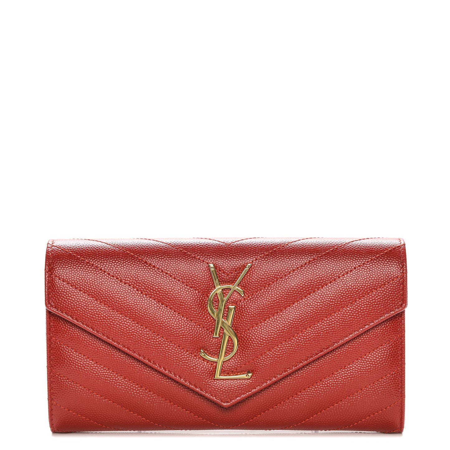 Grain De Poudre Matelasse Chevron Monogram Flap Wallet New Red