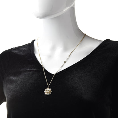 Chanel Crystal CC Flower Pendant Necklace Gold 2 of 5