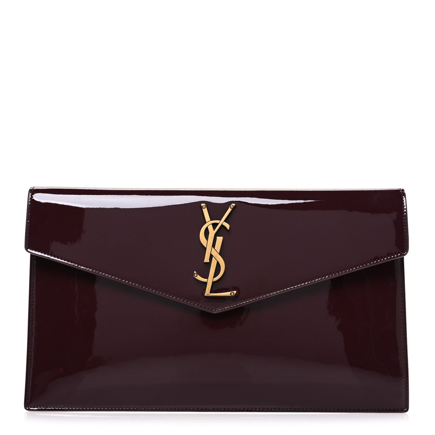Patent Calfskin Monogram Uptown Clutch Dark Red Wine