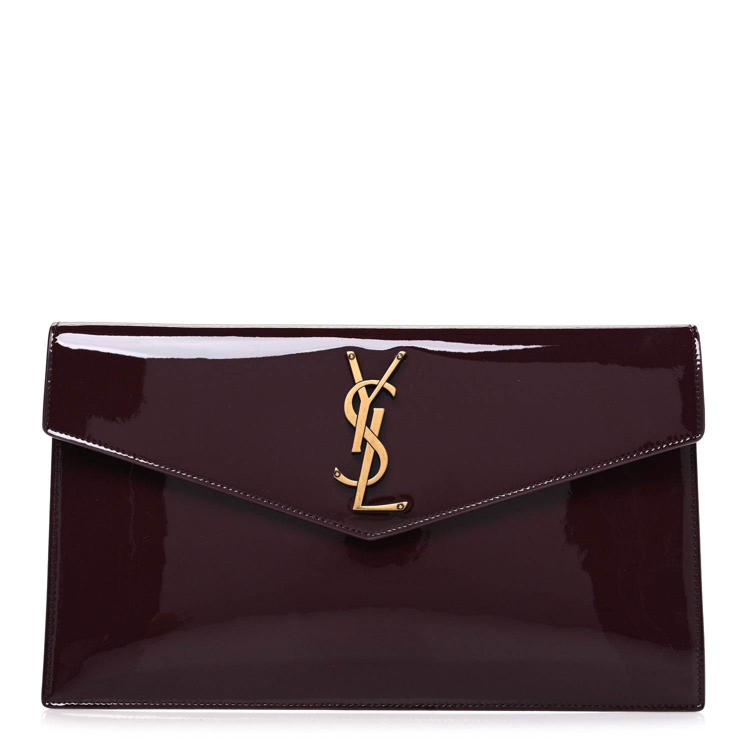 Saint Laurent Patent Calfskin Monogram Uptown Clutch Dark Red Wine 1 of 7