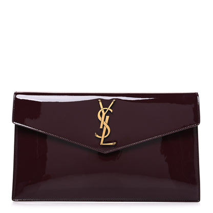 Saint Laurent Patent Calfskin Monogram Uptown Clutch Dark Red Wine 1 of 7