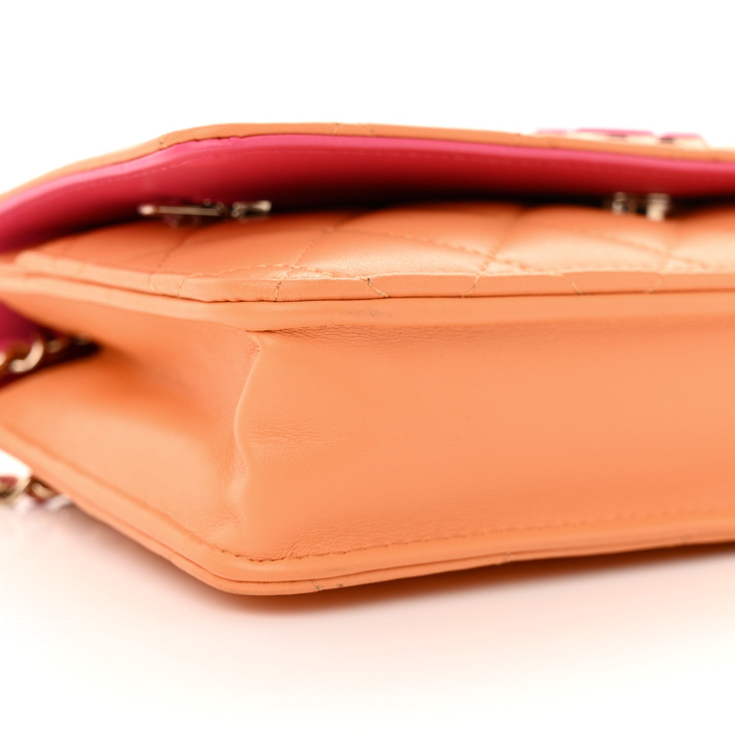 Chanel Lambskin Quilted Sunset Boulevard Wallet On Chain WOC Orange Coral 10 of 12