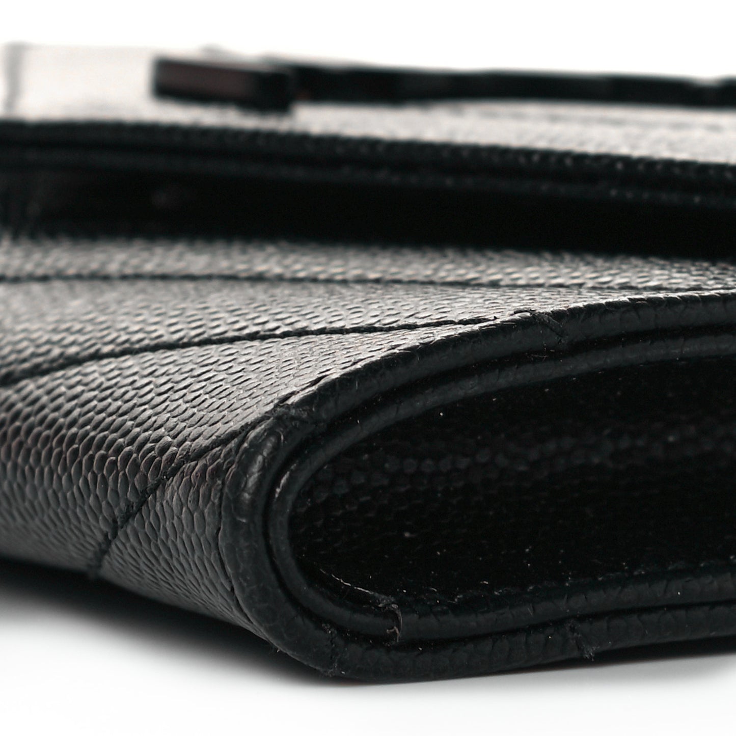 Grain De Poudre Matelasse Chevron Small Monochrome Monogram Envelope Wallet Black