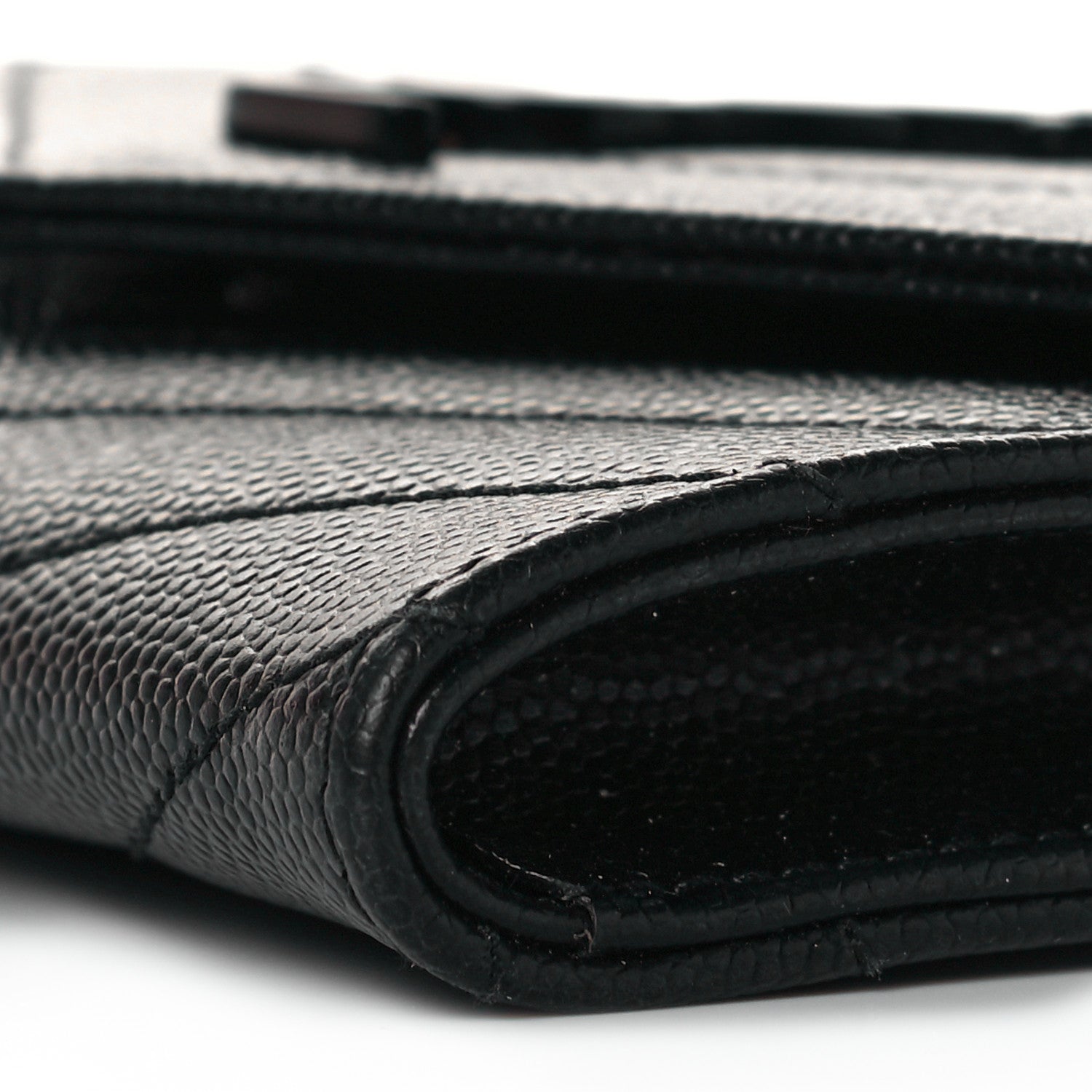 Saint Laurent Grain De Poudre Matelasse Chevron Small Monochrome Monogram Envelope Wallet Black 8 of 8
