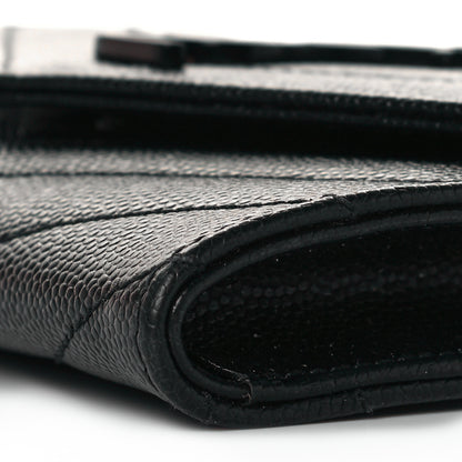 Saint Laurent Grain De Poudre Matelasse Chevron Small Monochrome Monogram Envelope Wallet Black 8 of 8
