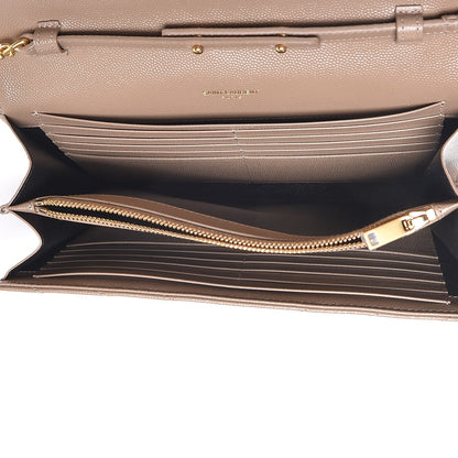 Saint Laurent Grain De Poudre Matelasse Chevron Monogram Chain Wallet Light Taupe 5 of 8