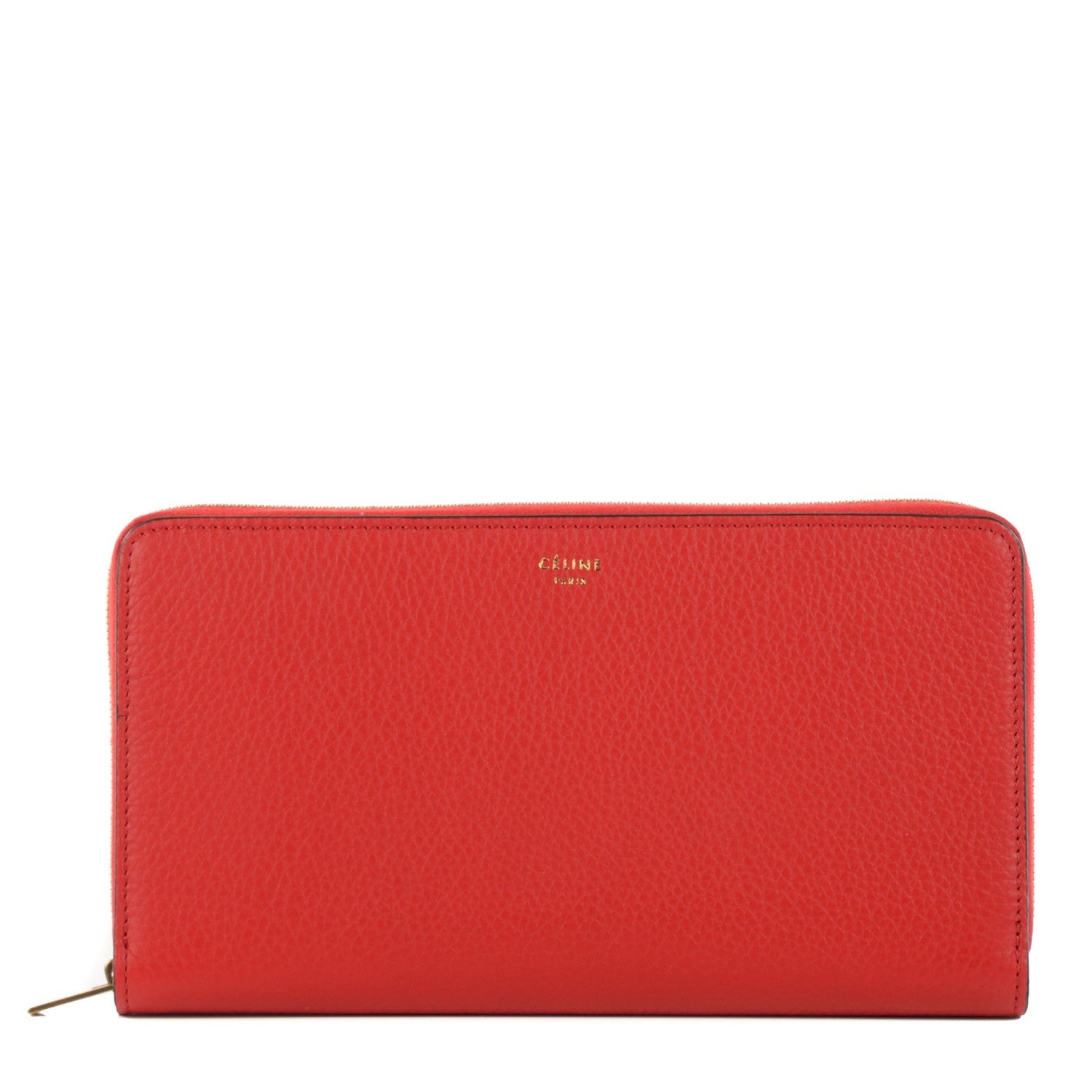 Celine Calfskin Large Zip Around Multifunction Wallet Coquelicot 1 of 7