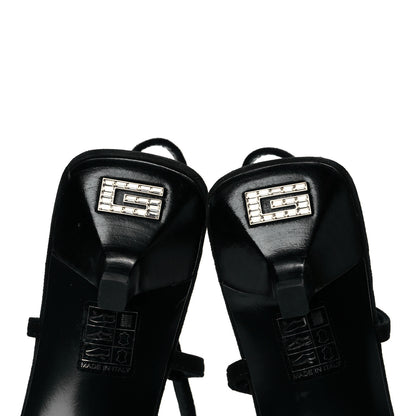 Gucci Tela Retino Kid Scamosciato Crystal GG Monogram Square G 35mm Slingback Pumps 37 Black 8 of 9