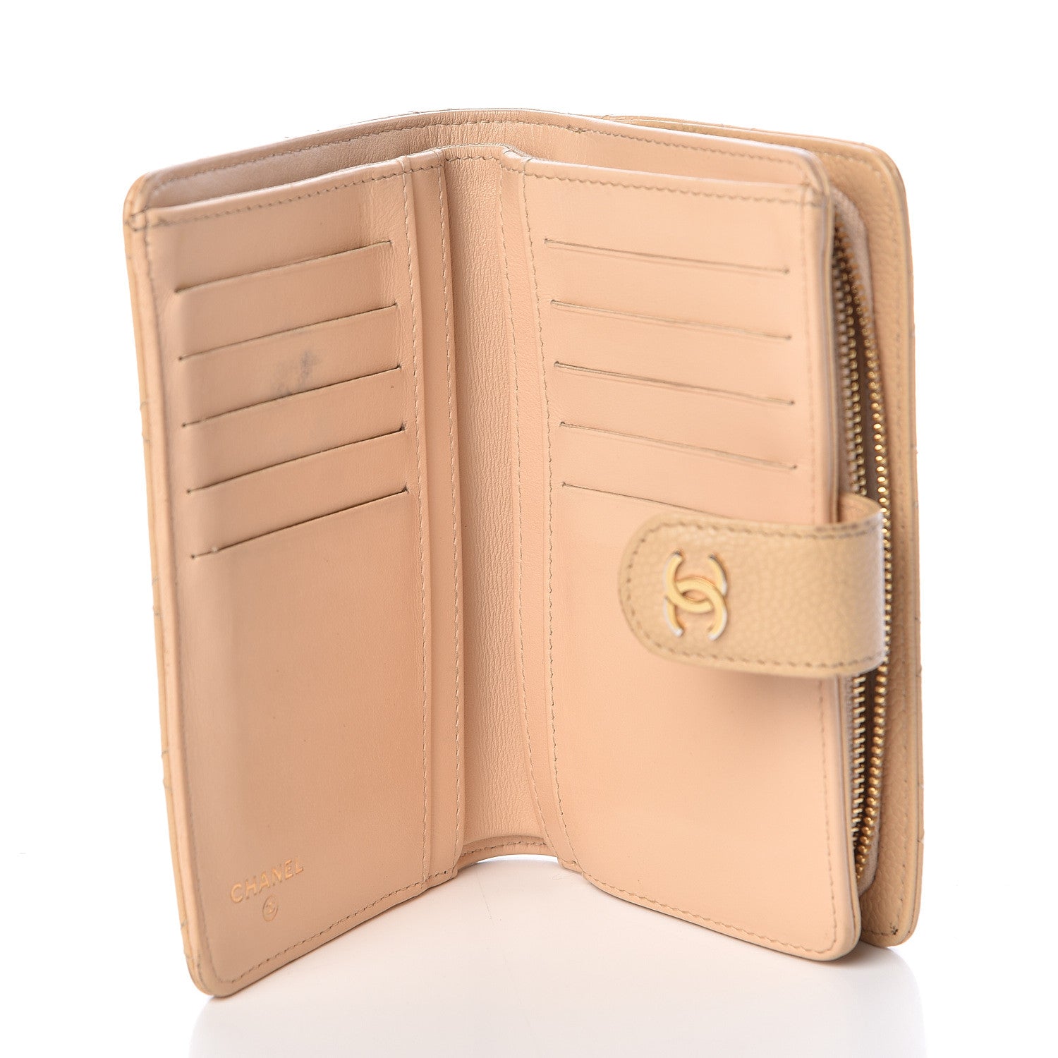 Chanel Caviar Quilted Zipped Pocket Wallet Beige 5 of 21