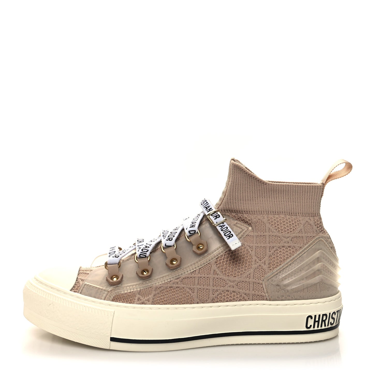 Technical Mesh Cannage Womens Walk'n Dior High Top Sneakers 37 Nude