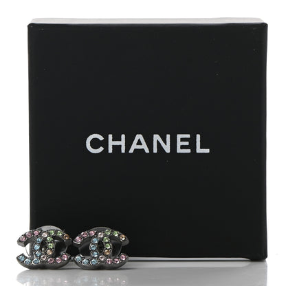 Chanel Ruthenium Crystal CC Earrings Multicolor 5 of 5