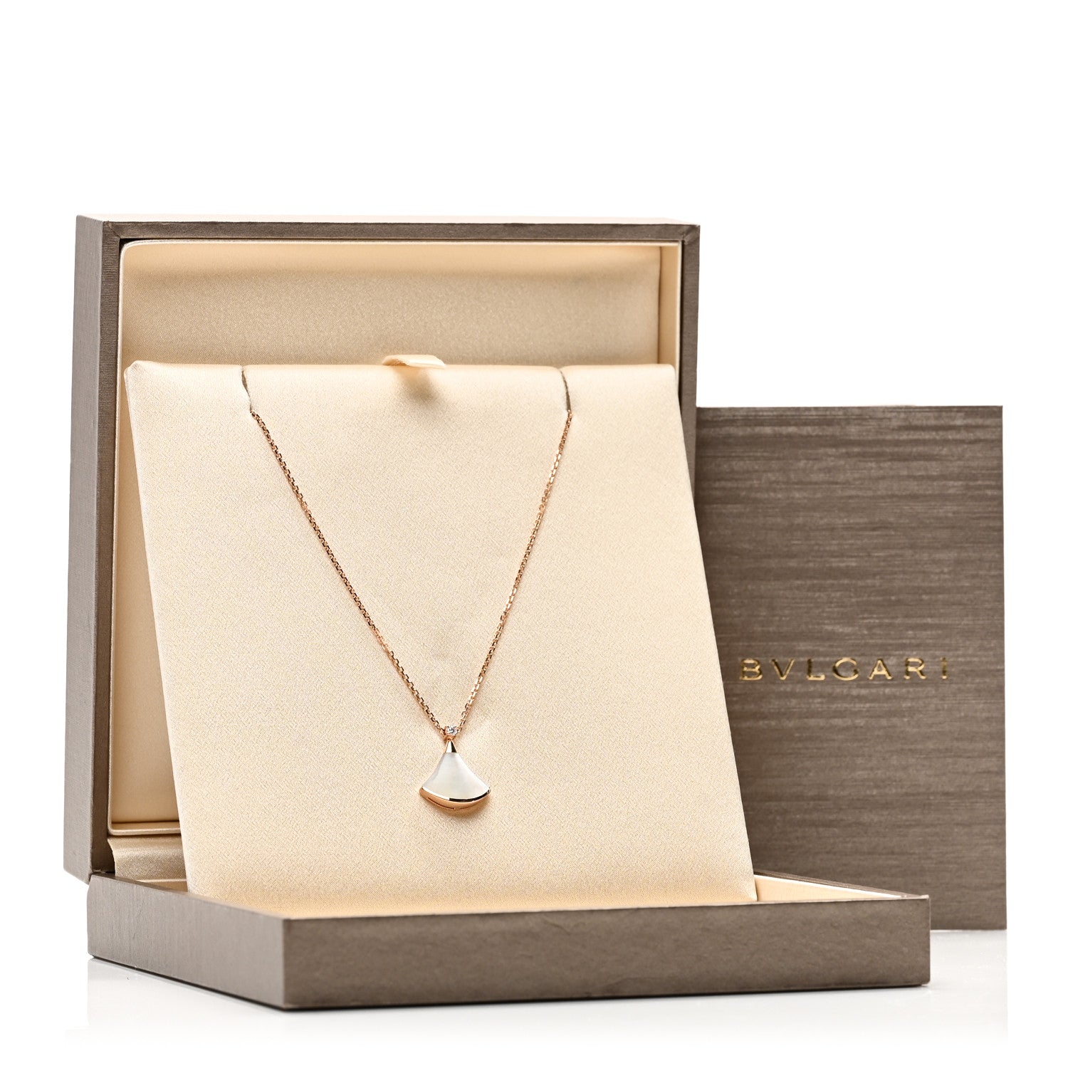 Bulgari 18K Rose Gold Diamond Mother of Pearl Small Divas' Dream Pendant Necklace 5 of 5