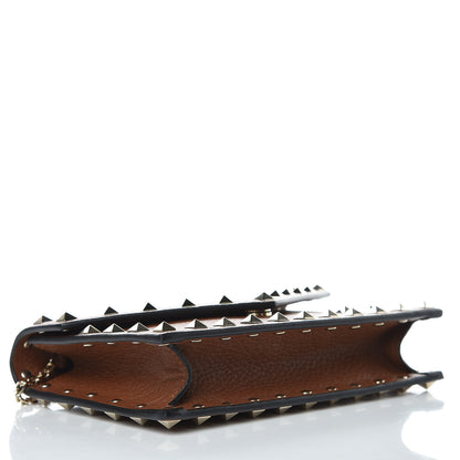 Valentino Garavani Pebbled Calfskin Rockstud Envelope Wallet on Chain Bright Cognac 4 of 8