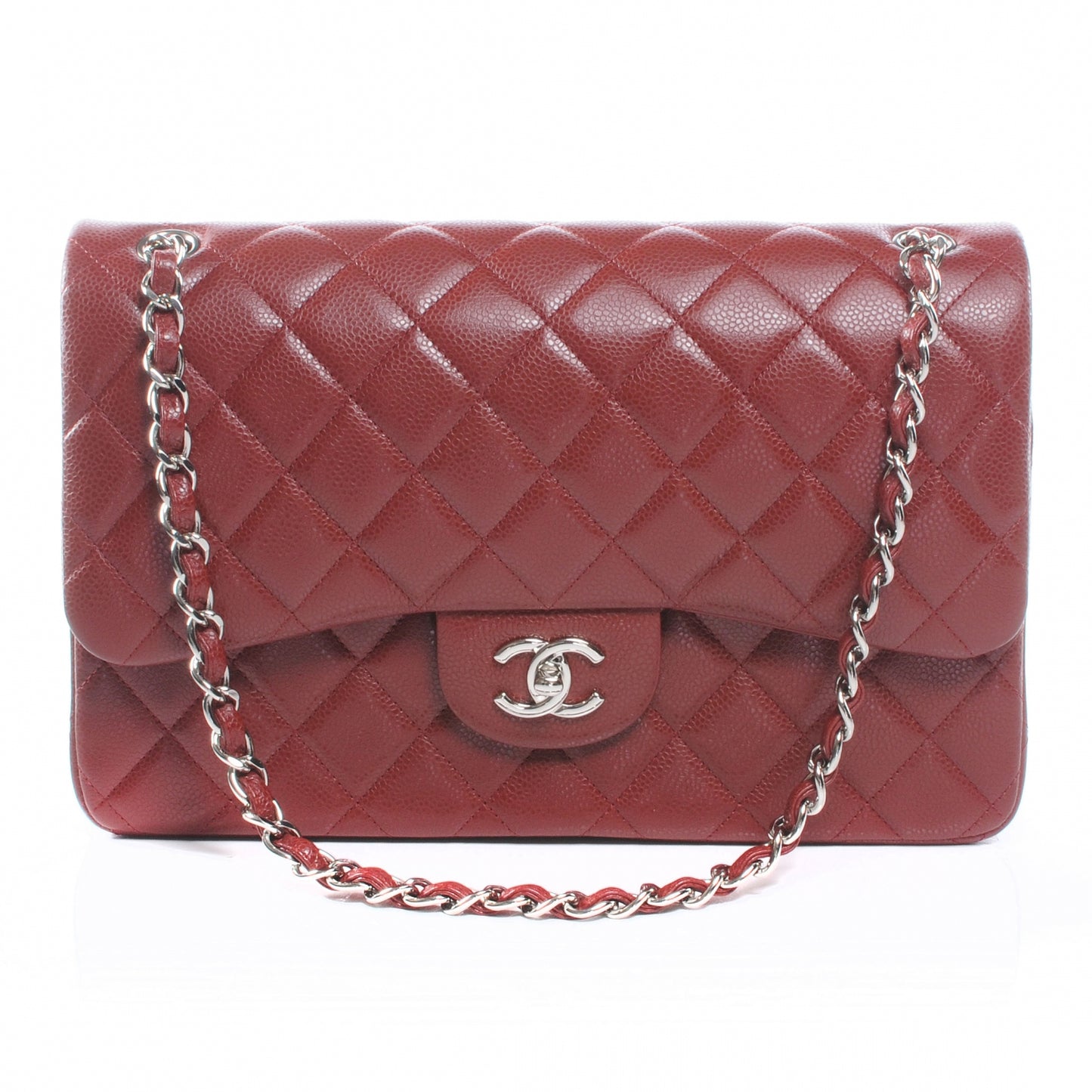 Caviar Jumbo Double Flap Red