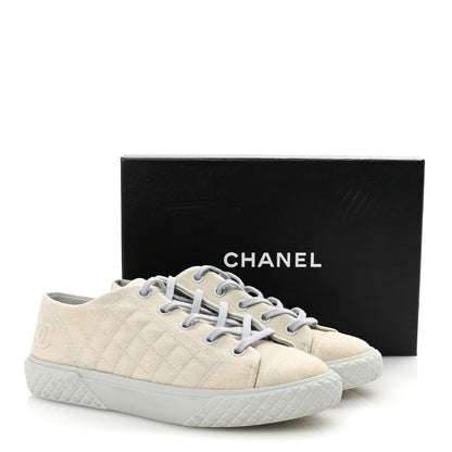 Chanel Denim Quilted Sneakers 39.5 Light Blue 10 of 10