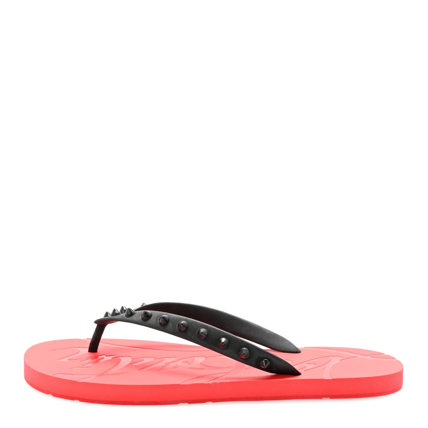 Christian Louboutin Rubber Spike Loubi Donna Flip Flop 41 Black Red 1 of 9