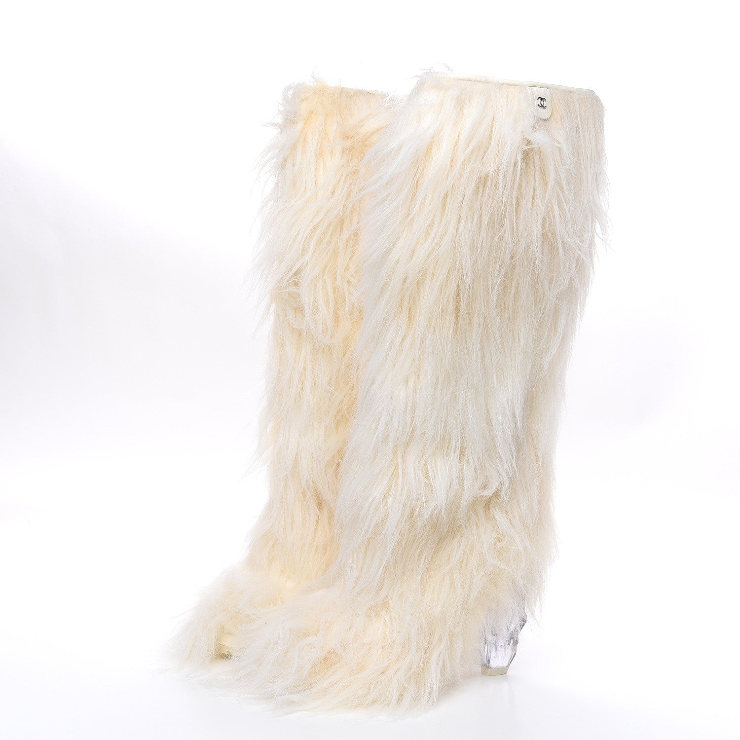 Chanel Fantasy Fur Icicle Heel Mukluks Boots 40 Ecru 3 of 8