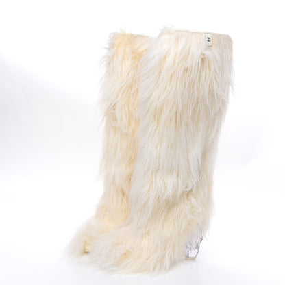 Chanel Fantasy Fur Icicle Heel Mukluks Boots 40 Ecru 3 of 8
