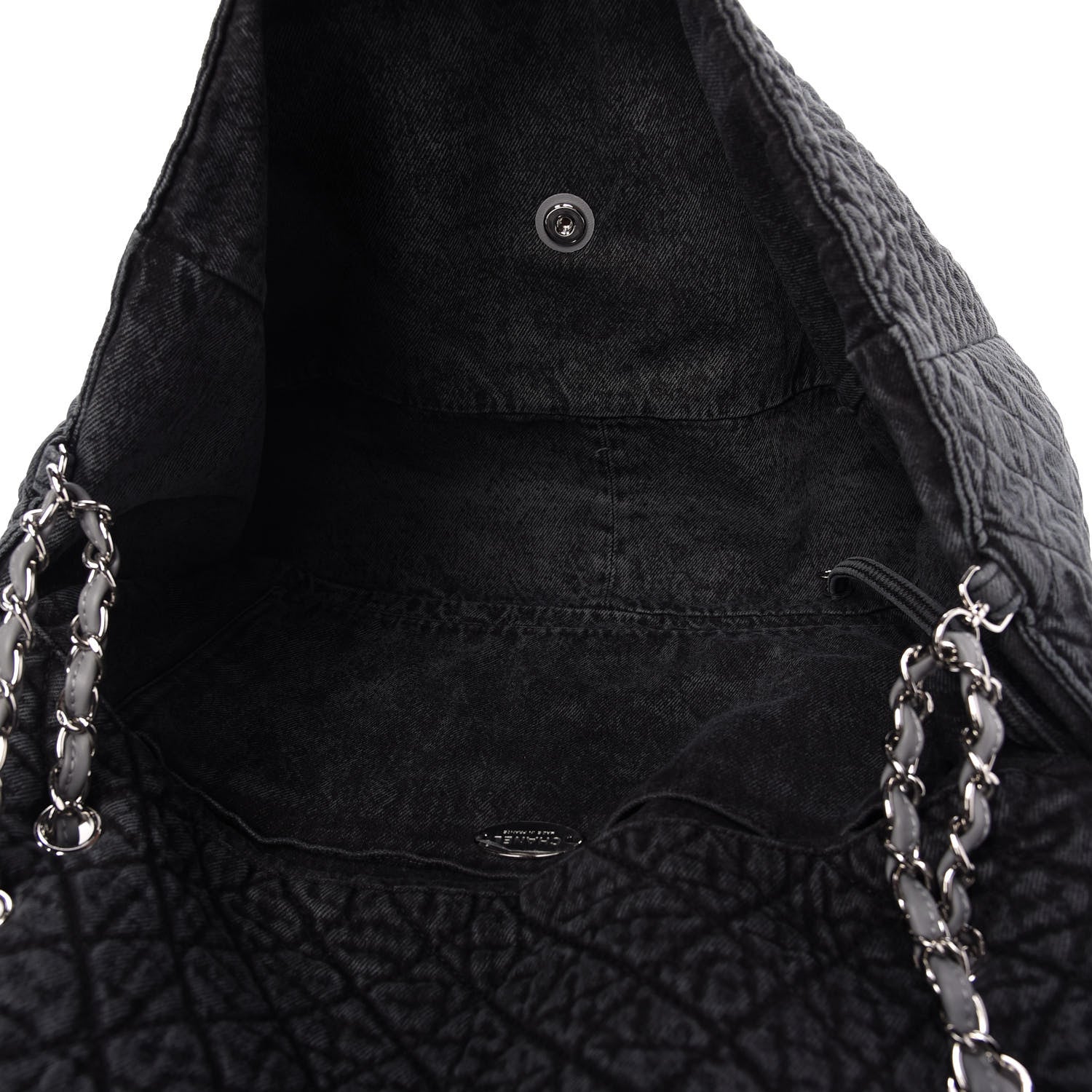Chanel Denim Quilted Denimpression XXL Flap Grey Black 5 of 10