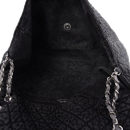 Chanel Denim Quilted Denimpression XXL Flap Grey Black 5 of 10