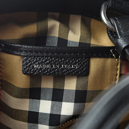 Burberry Grainy Calfskin House Check Grommet Baby Banner Tote Black 7 of 11