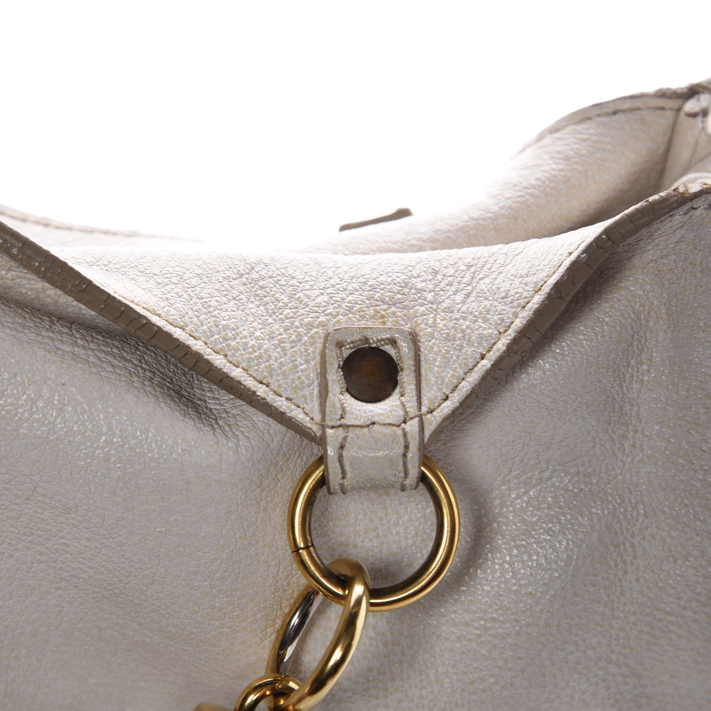 Grainy Calfskin Medium Landscape Tote Alabaster