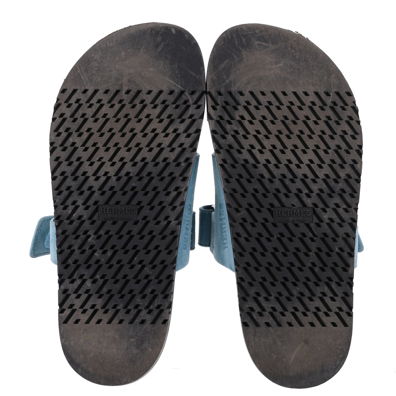 Hermes Suede Goatskin Womens Chypre Sandals 38 Bleu Mineral 6 of 10