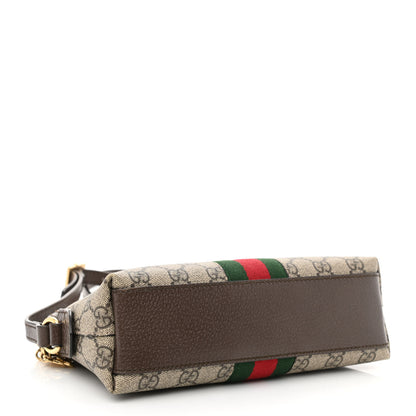 Gucci GG Supreme Monogram Textured Dollar Calfskin Web Small Ophidia Dome Shoulder Bag Beige Ebony New Acero 4 of 11