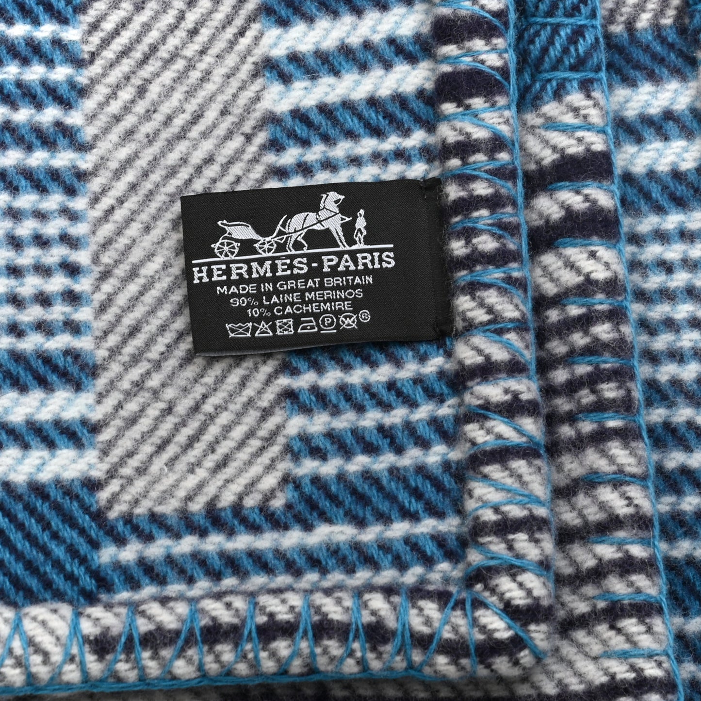 Wool Cashmere Avalon Paper Block Blanket Bleu Paon Marine