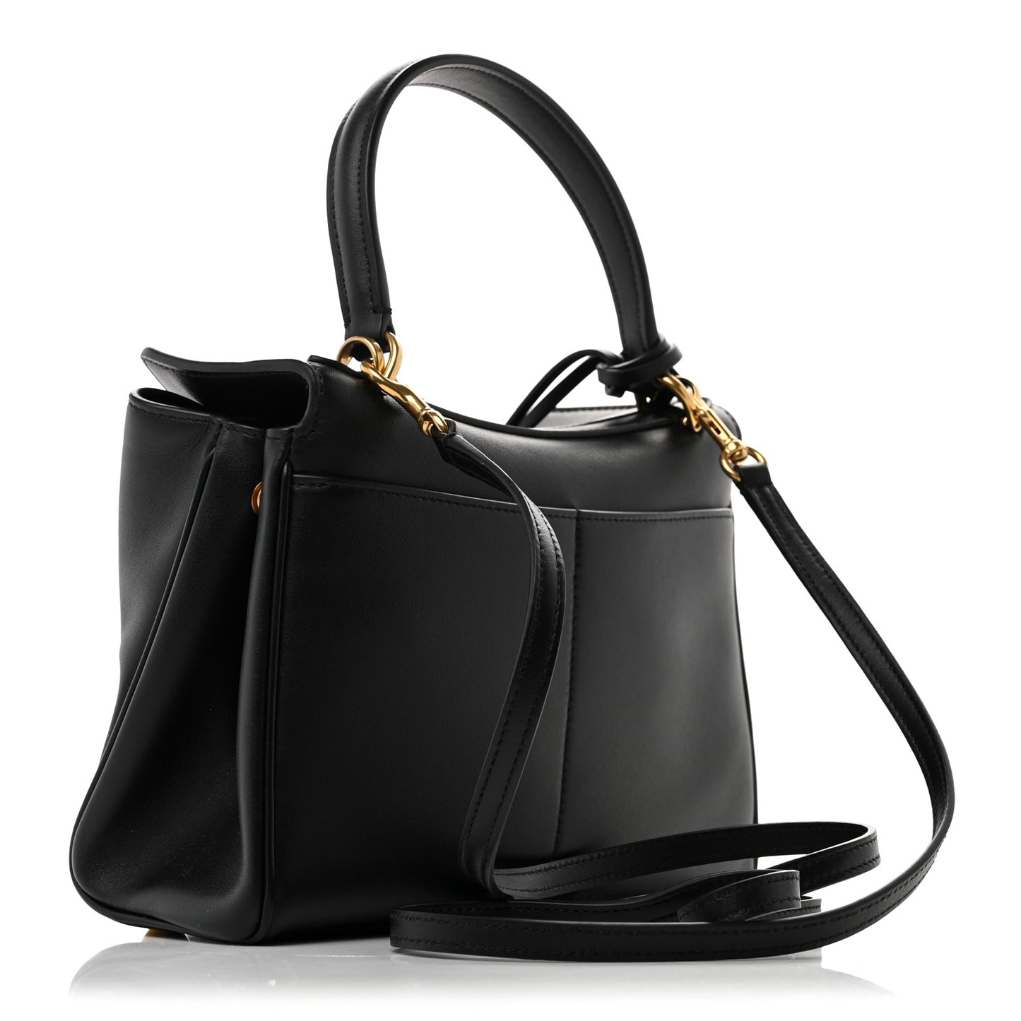 Natural Smooth Calfskin Mini Rodeo Top Handle Handbag Black