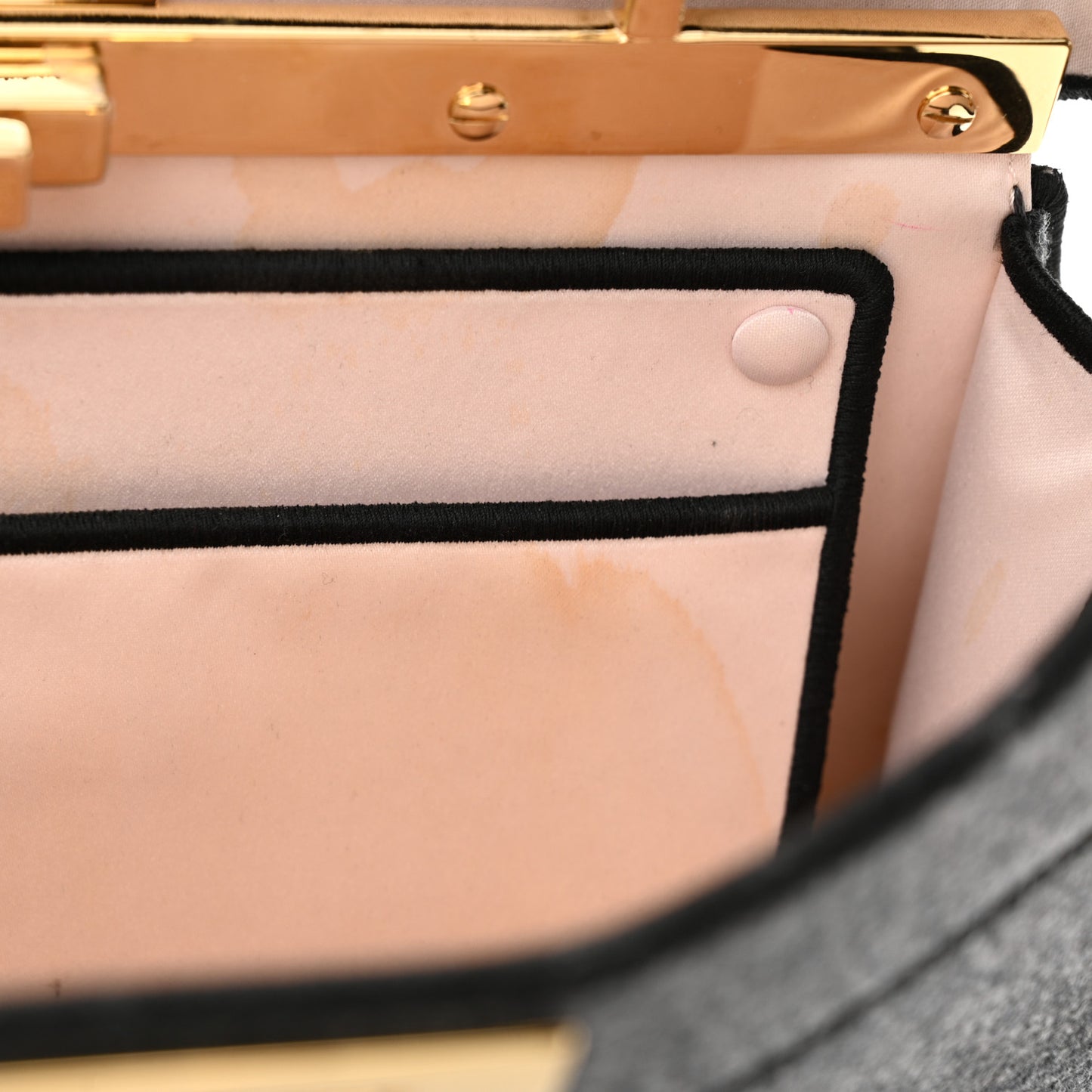 Melange Flannel Satin Threaded Edge Medium Peekaboo I SEE U Satchel Grigio Bois de Rose