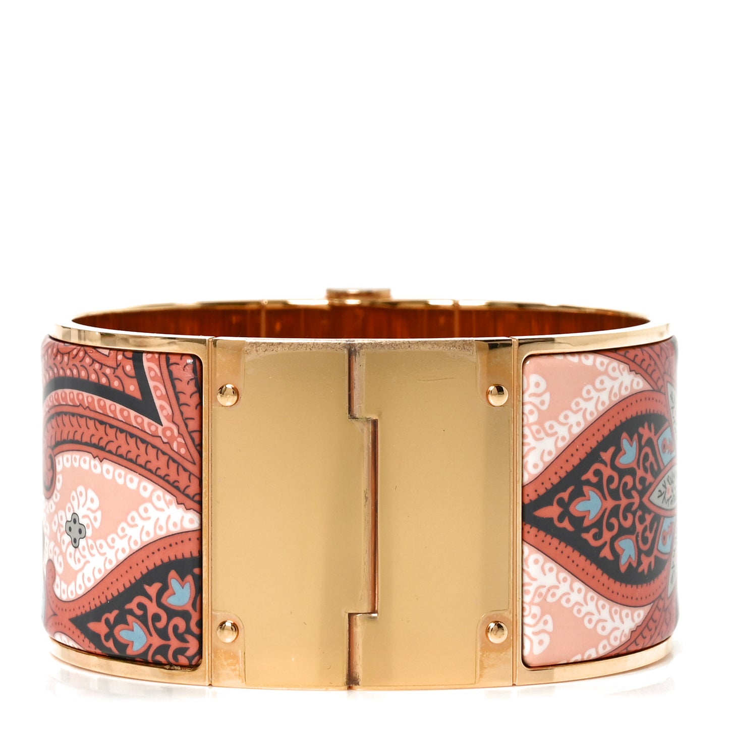 Enamel Printed Extra Wide Cachemire Fleuri Hinged Bracelet XL Romantique