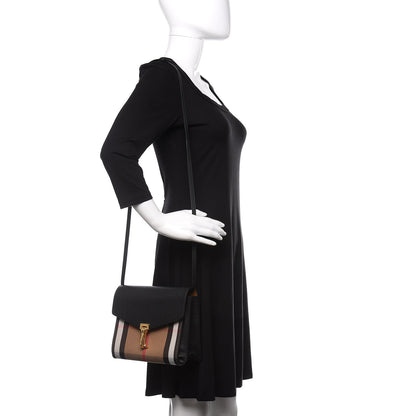 Burberry Derby Calfskin House Check Small Macken Crossbody Bag Black 2 of 10