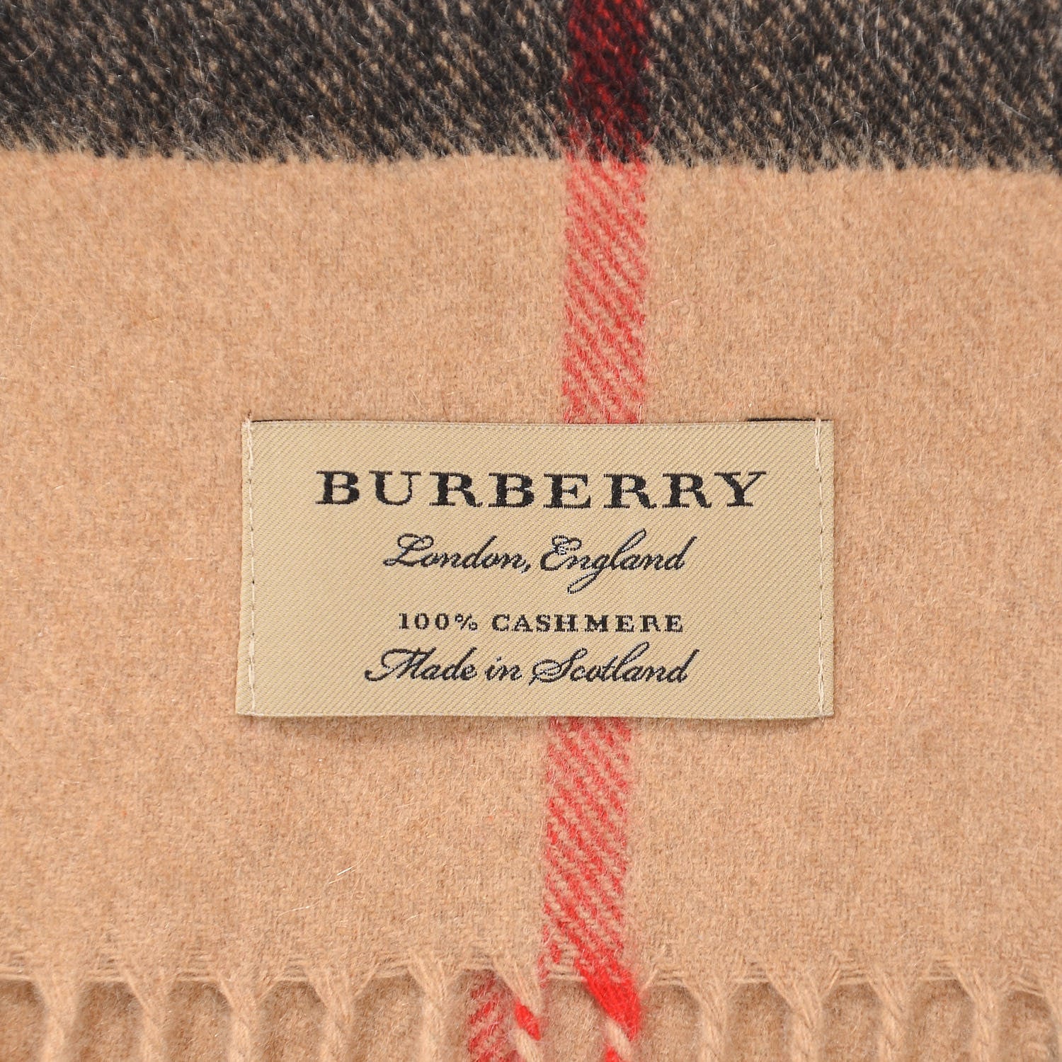 Burberry Cashmere Giant Check Fringe Scarf Camel 4 of 6