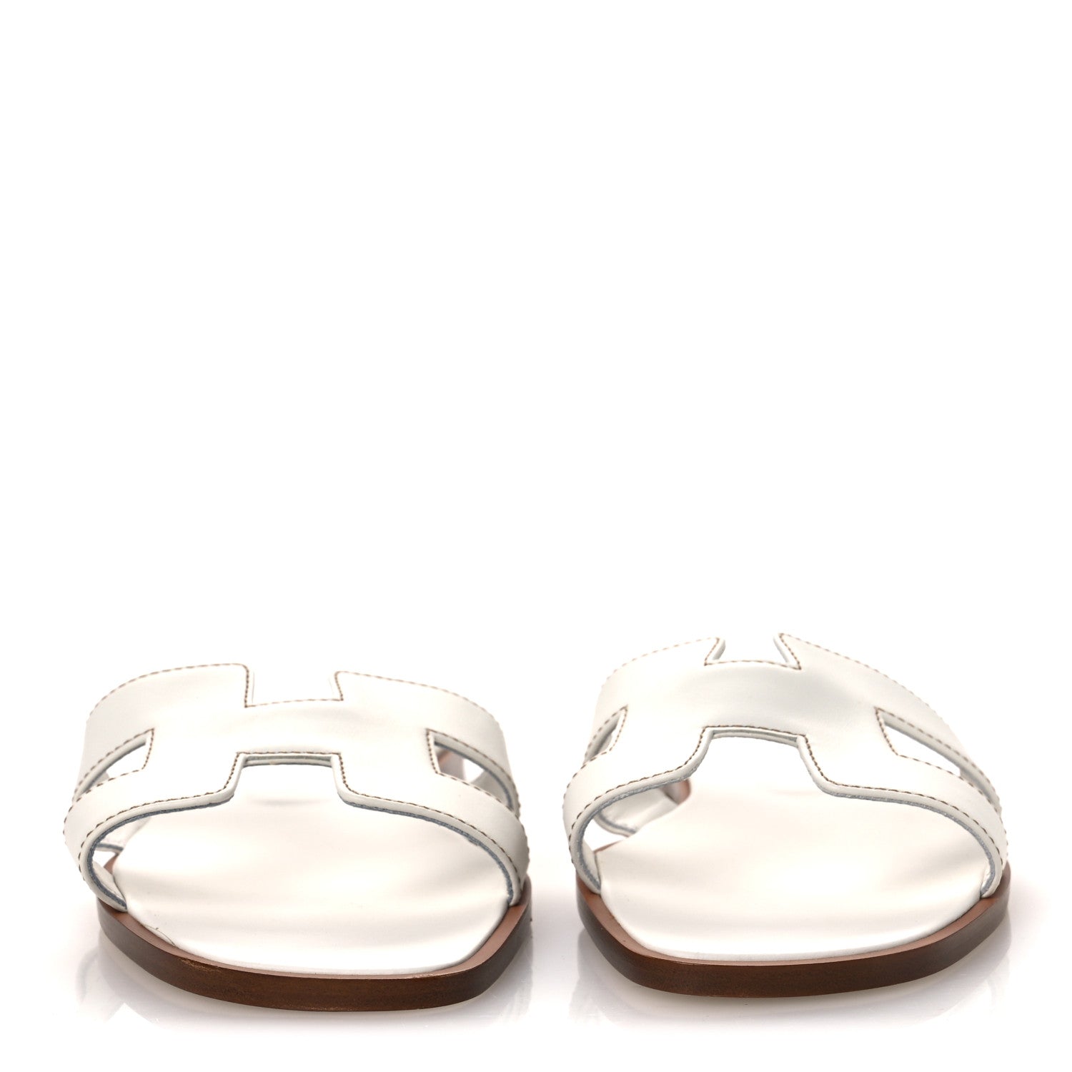 Hermes Box Calfskin Oran Sandals 38 White 3 of 11