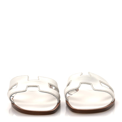 Hermes Box Calfskin Oran Sandals 38 White 3 of 11
