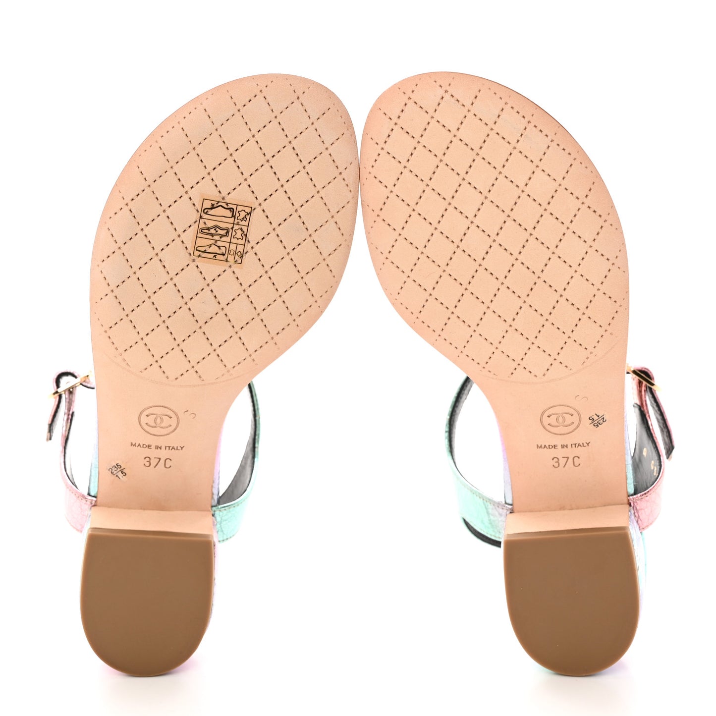 Goatskin Fantasy CC Pearl Thong Sandals 37 Multicolor