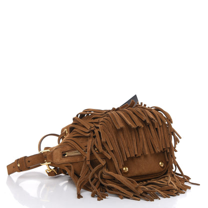 Saint Laurent Suede Calfskin Small Emmanuelle Fringe Bucket Bag Light Ocre 4 of 9