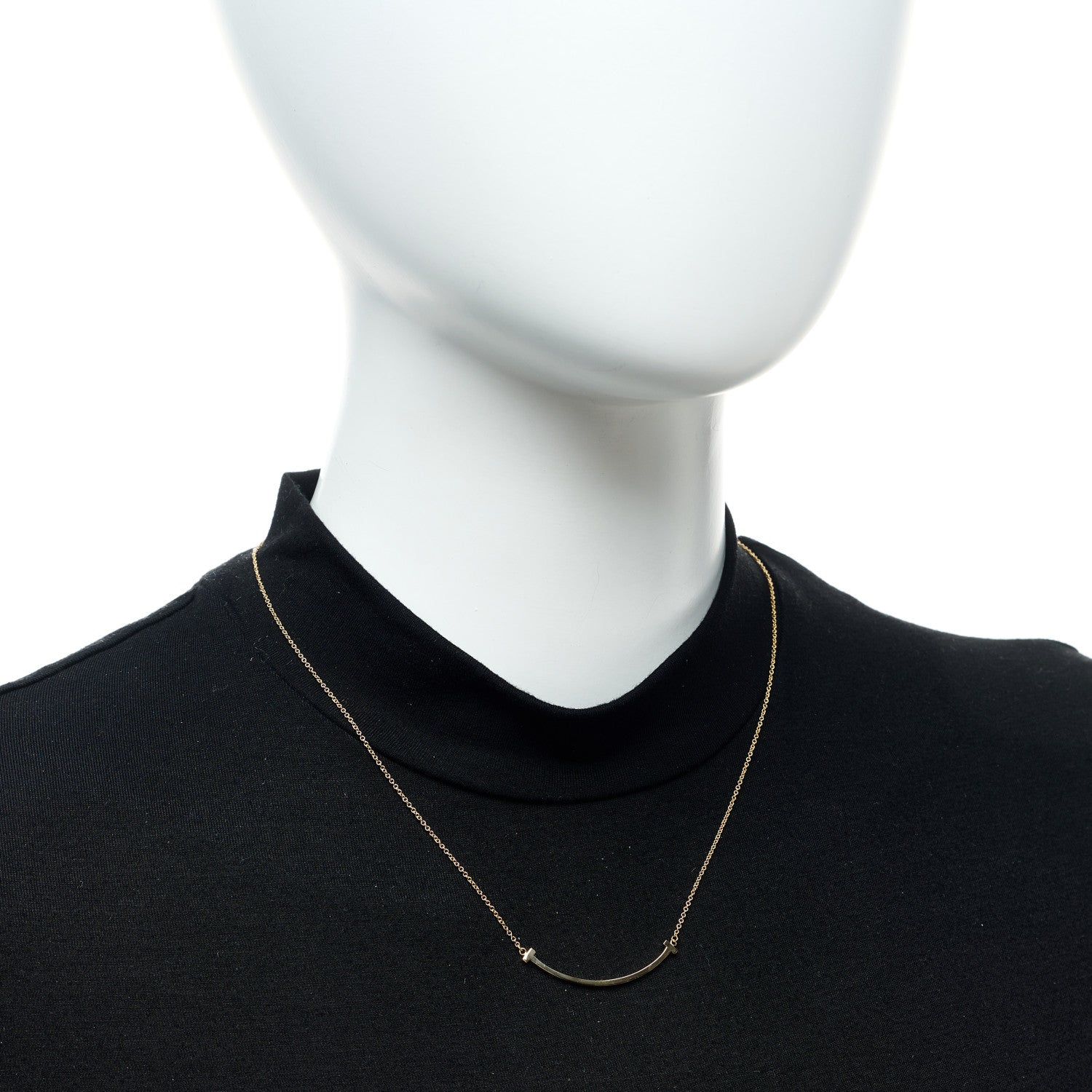 Tiffany 18K Yellow Gold Small T Smile Pendant Necklace 2 of 6