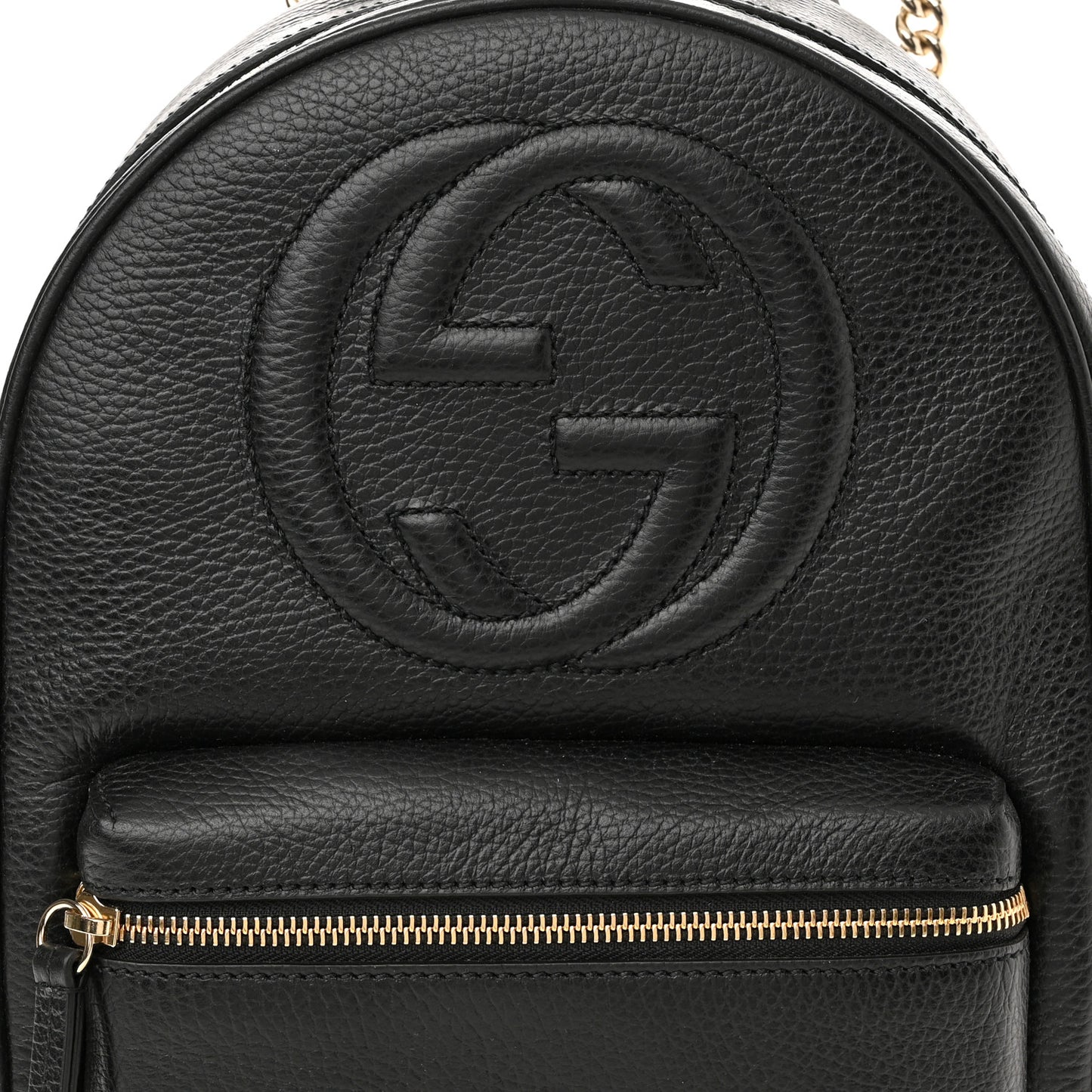 Pebbled Calfskin Soho Chain Backpack Black