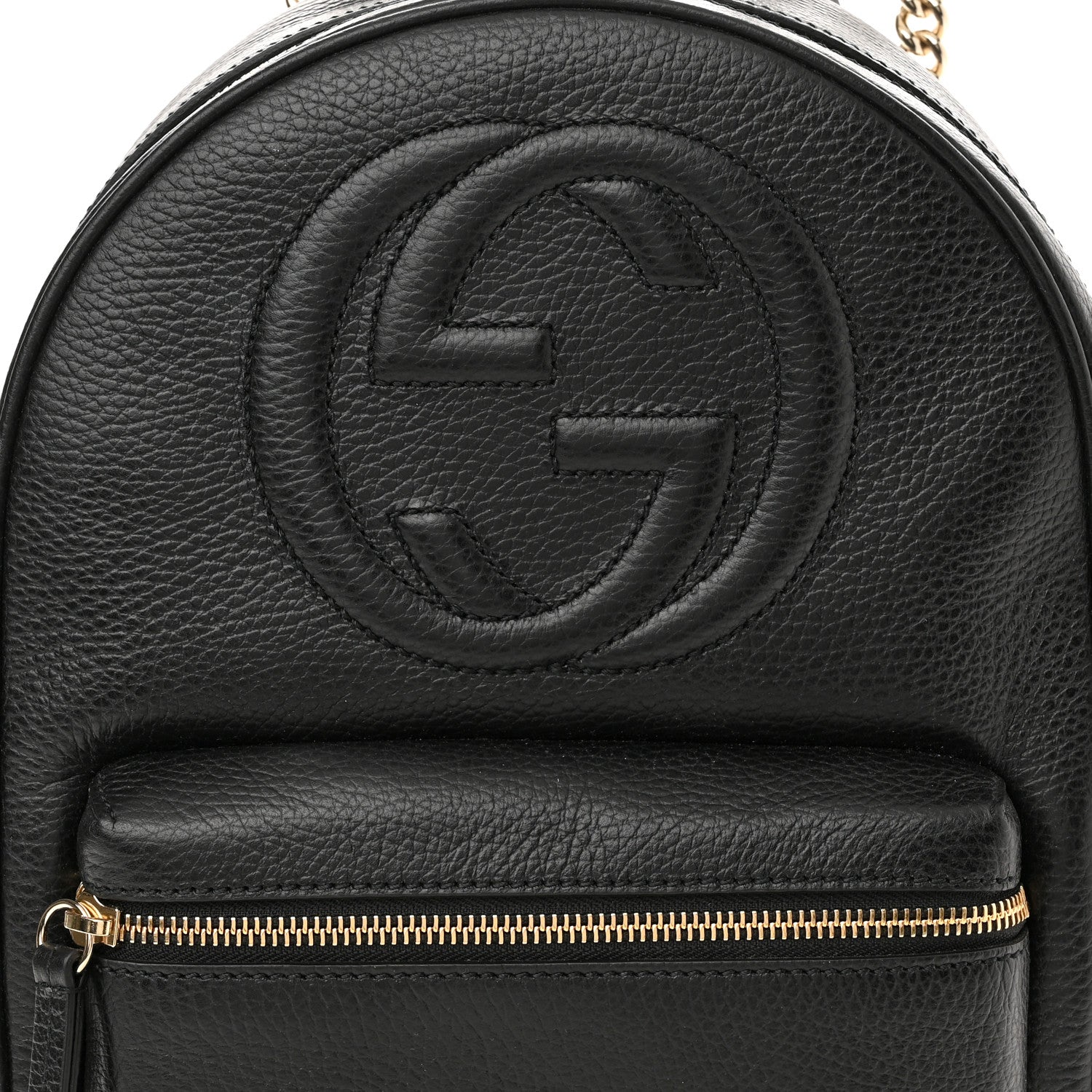 Gucci Pebbled Calfskin Soho Chain Backpack Black 8 of 10