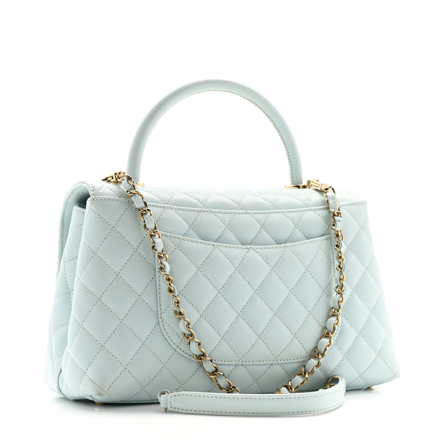 Chanel Caviar Quilted Small Coco Handle Flap Light Blue 2 of 12