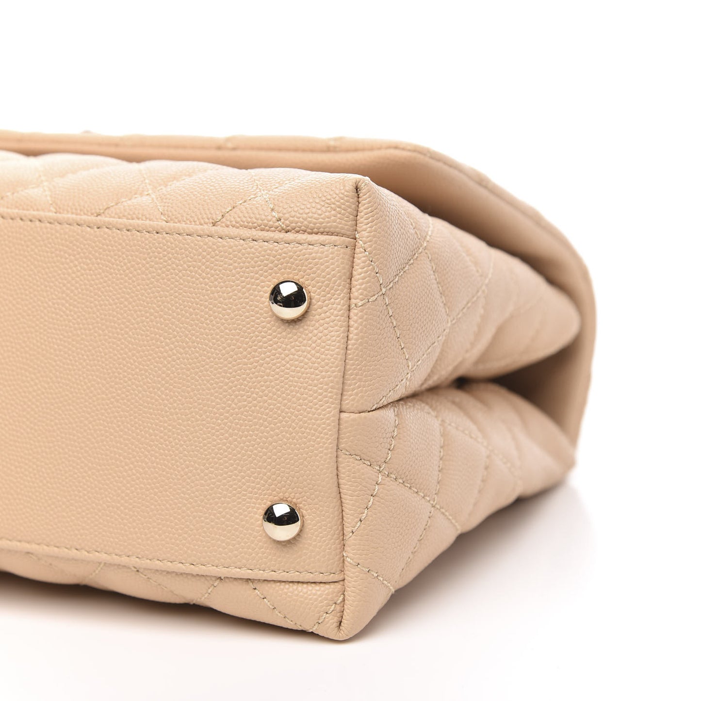 Caviar Quilted Small Coco Handle Flap Light Beige