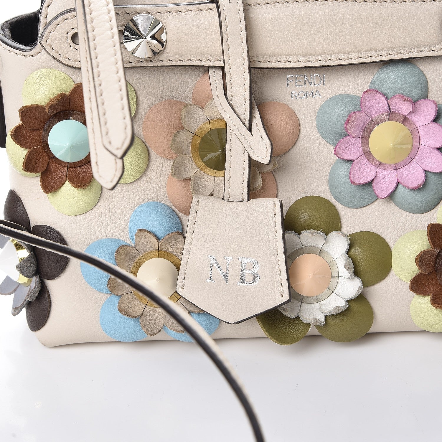 Fendi Vitello Dolce Flowerland Studded Mini By The Way Boston Bag Camelia Multicolor 6 of 11