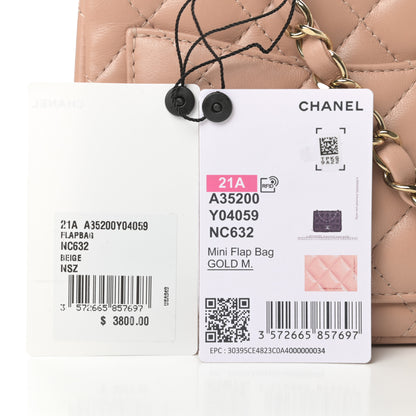 Chanel Lambskin Quilted Mini Square Flap Beige 12 of 12