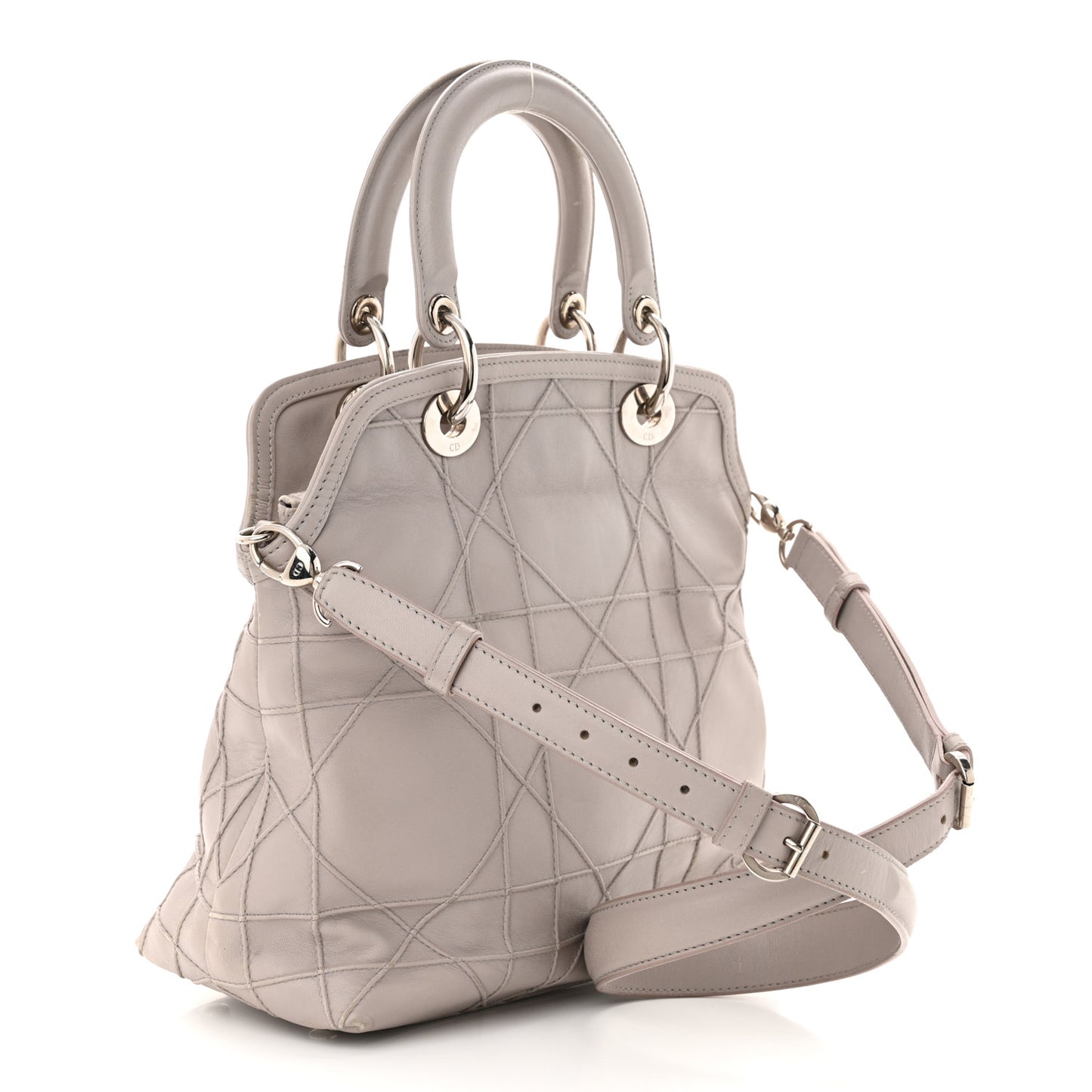 Lambskin Cannage Medium Granville Tote Grey