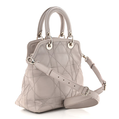 Christian Dior Lambskin Cannage Medium Granville Tote Grey 3 of 12