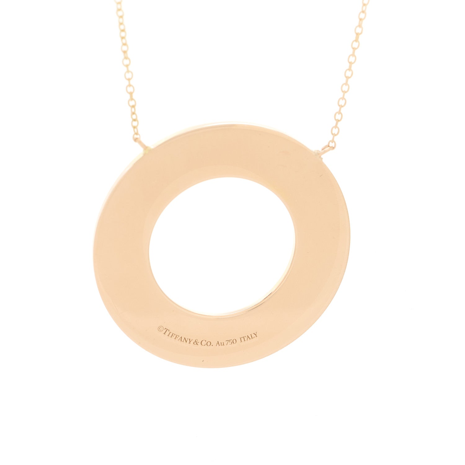 Tiffany 18K Rose Gold Diamond T Circle Pendant Necklace 5 of 6