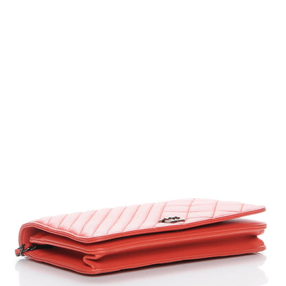 Chanel Lambskin Quilted Coco Boy Wallet On Chain WOC Orange 4 of 9