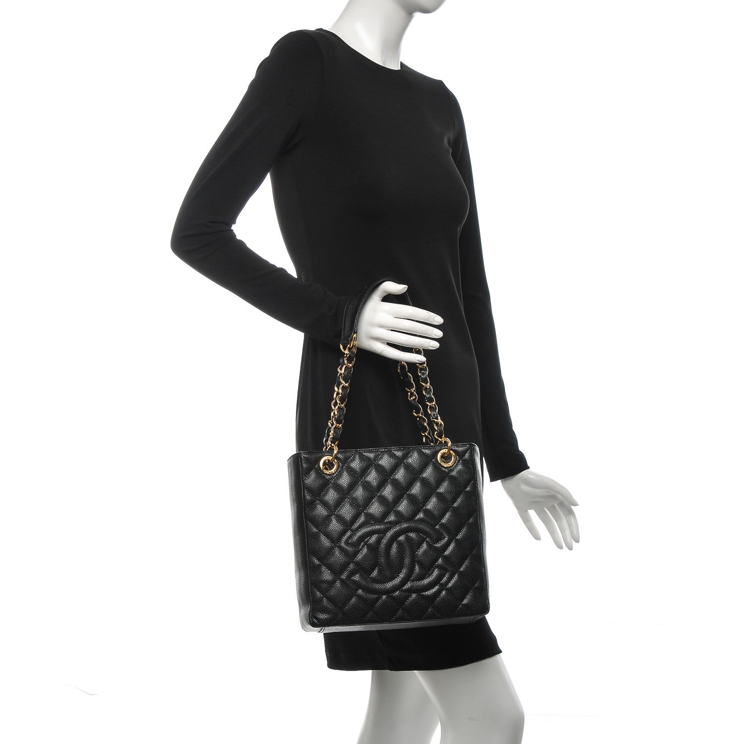 Chanel Caviar Quilted Petit Shopping Tote PST Black 2 of 7